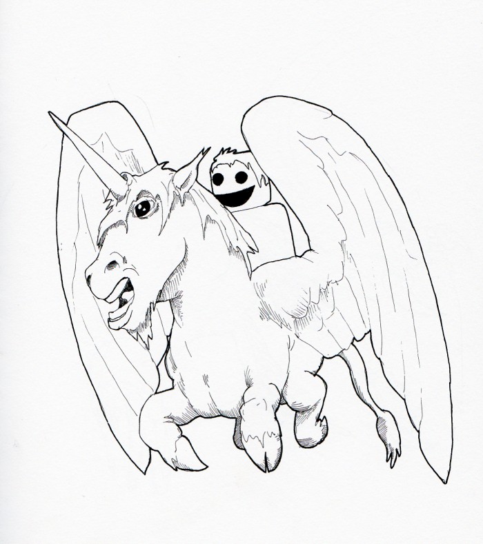 pegicorn, with a guy