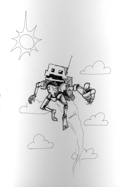 Robot, with a jet pack